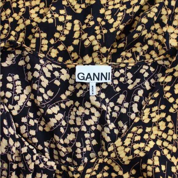 Ganni Black and Gold Long Sleeve Dress - Picture 7 of 7